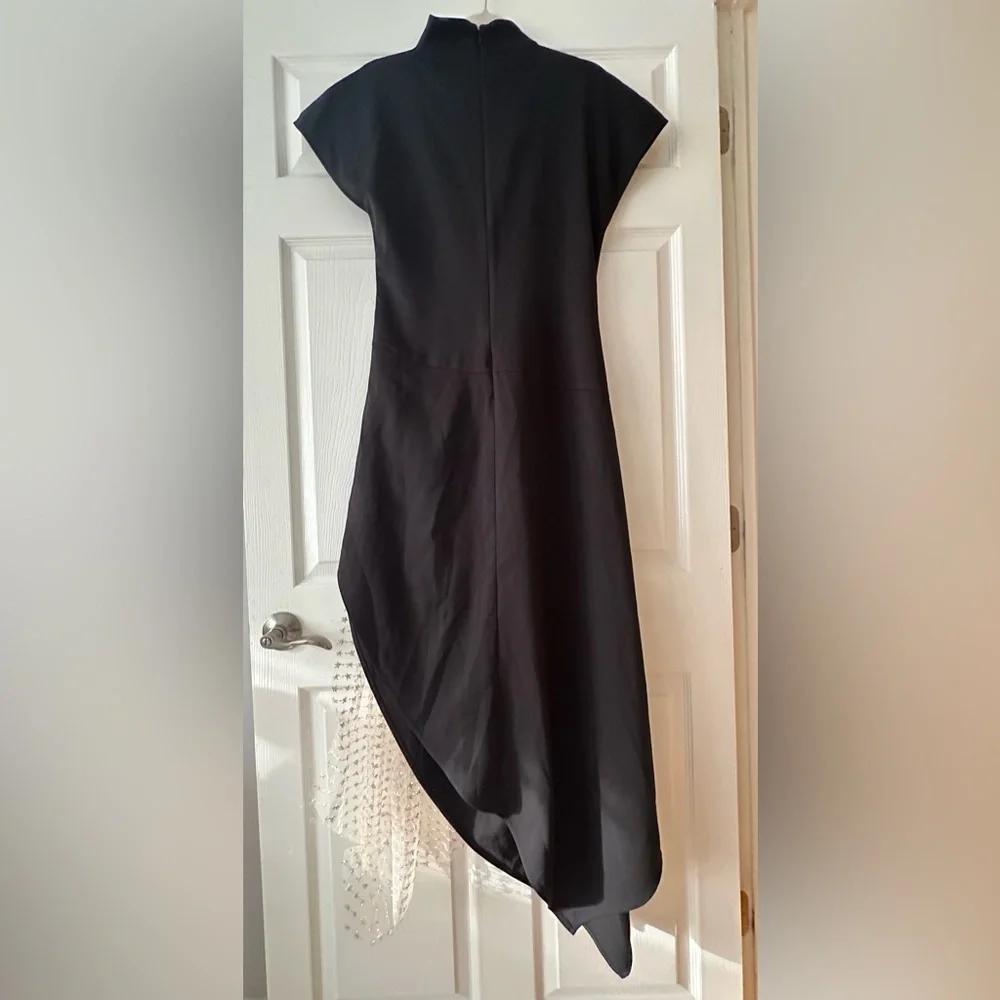 Staud Effie Drape Mock Neck Asymmetric Maxi Sheer Panel Black Stardust - Picture 9 of 14